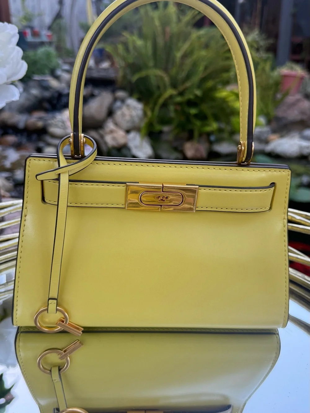 Tory Burch Lemon Yellow Top-Handle Satchel with Gold Hardware